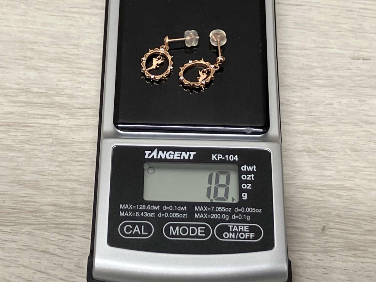 K10 透明石 ティンカーベル ピアス 約1.8g_画像7