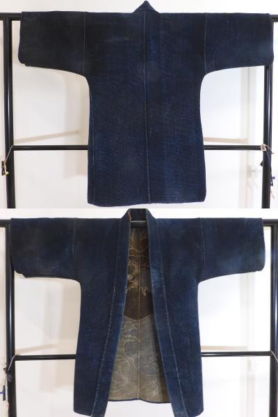 ＜銀の斧＞木綿?幕末期前后のお品?刺子半纏?火消し?はんてん?鷲?丈約93cm