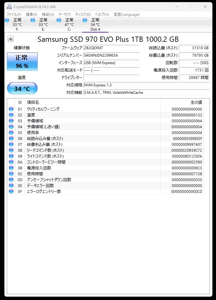 ◆◇【中古動(dòng)作品】Samsung SSD 970 EVO Plus NVMe M.2 SSD 1TB◇◆