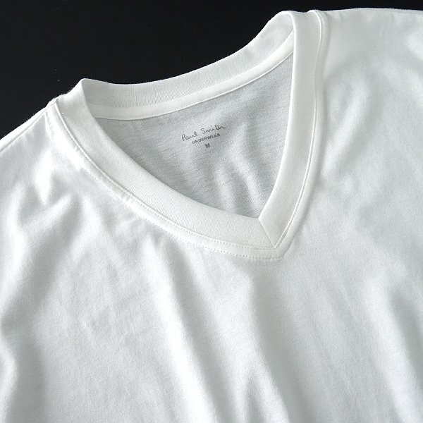 新品 ポールスミス ロゴ ワンポイント Vネック 半袖 Tシャツ LL 白 【I42037】 Paul Smith カットソー メンズ 吸水速干 ストレッチ