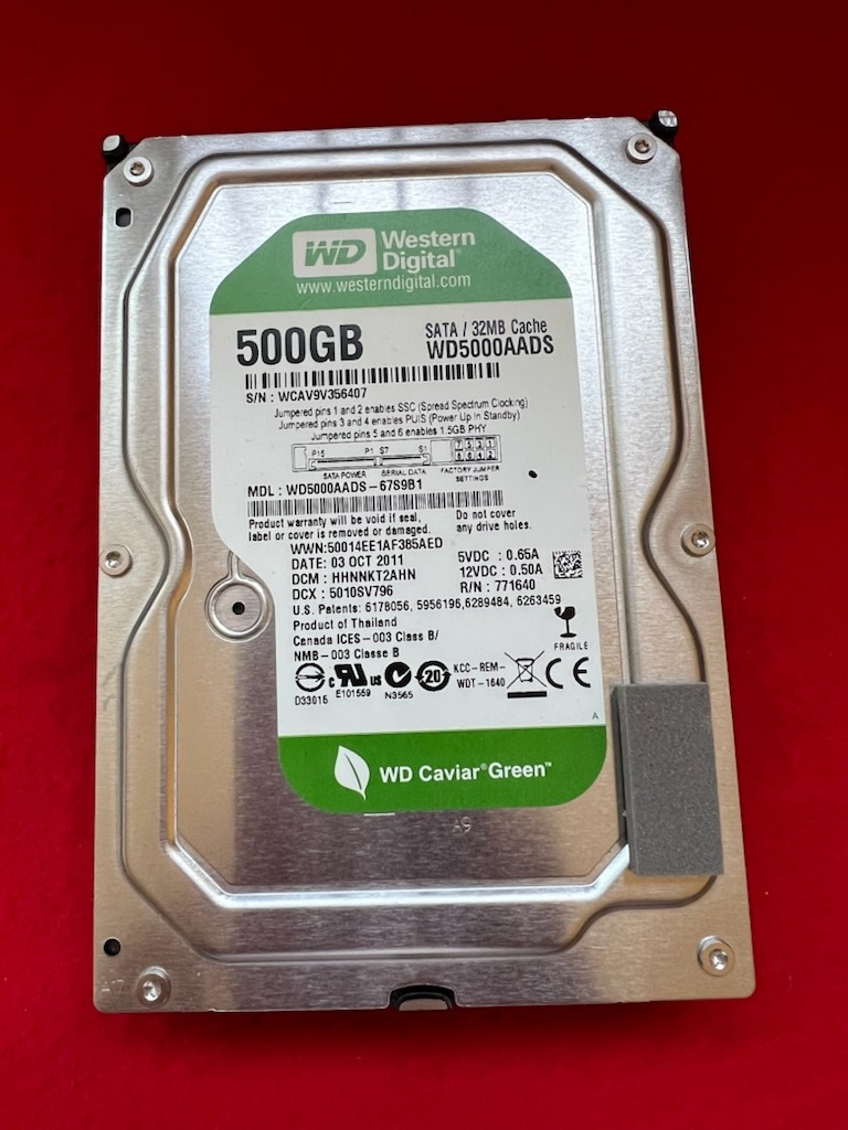 不良返金保証 ◆ WDC WD5000AADS-67S9B1 SATA 3.5インチHDD SATA 500GB (Ｙ10) 