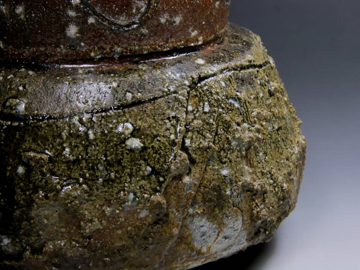 作家在銘 伊賀 破れ袋寫 水指 共蓋 破袋