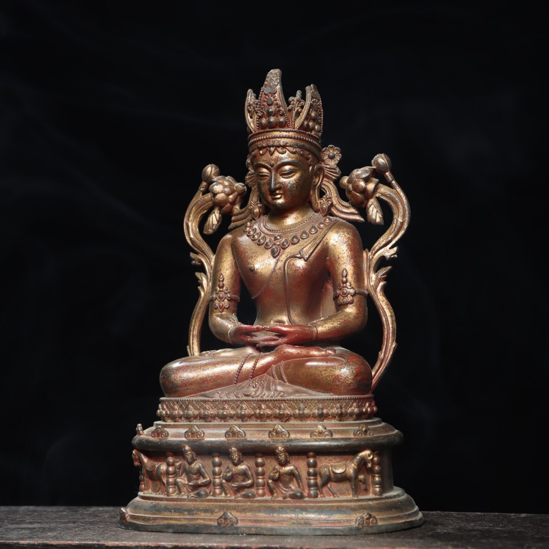 仁】『銅製・泥金・長寿仏・仏教古美術・供養品』極細工 古賞物 中国