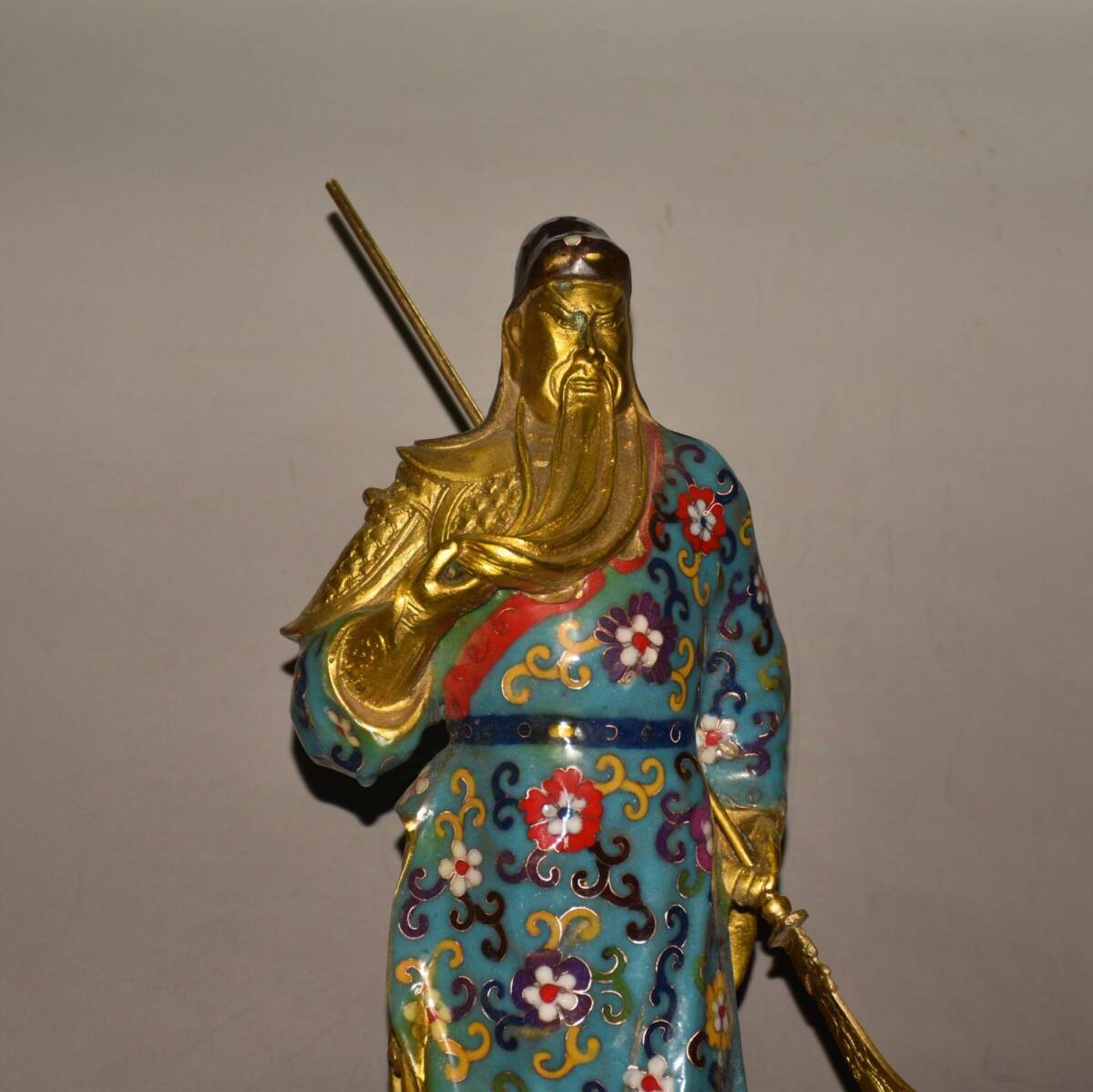 仁】『銅製・景泰藍・琺瑯彩・塗金・站關公像・仏教古美術・供養