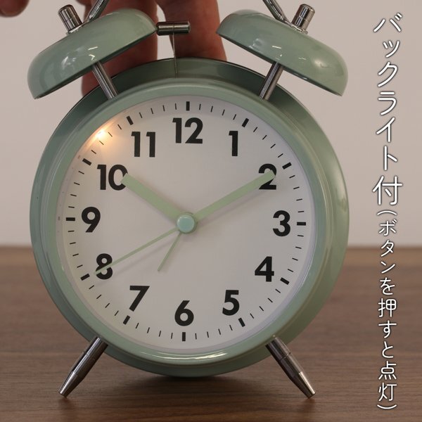 目覚まし時(shí)計(jì) アナログ 置き 卓上 おしゃれ ベル 卓上 連続秒針 レトロ 小型 プレゼント 送料無(wú)料 7M◇ ベル置時(shí)計(jì):アイボリー