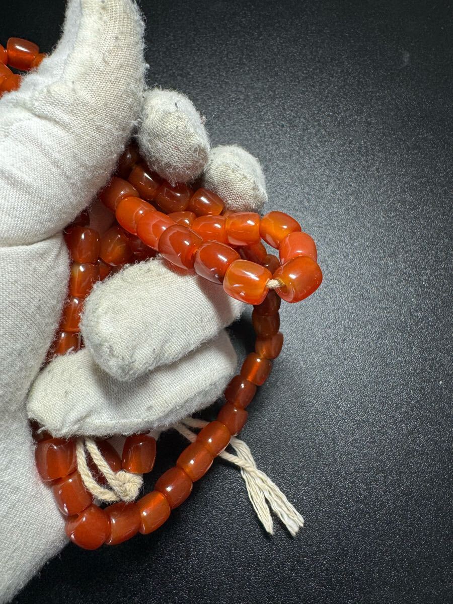 チベット赤瑪瑙 天然石メノウネックレス 中國古美術(shù) 骨董 根付 手彫　中國清時(shí)代美術(shù)