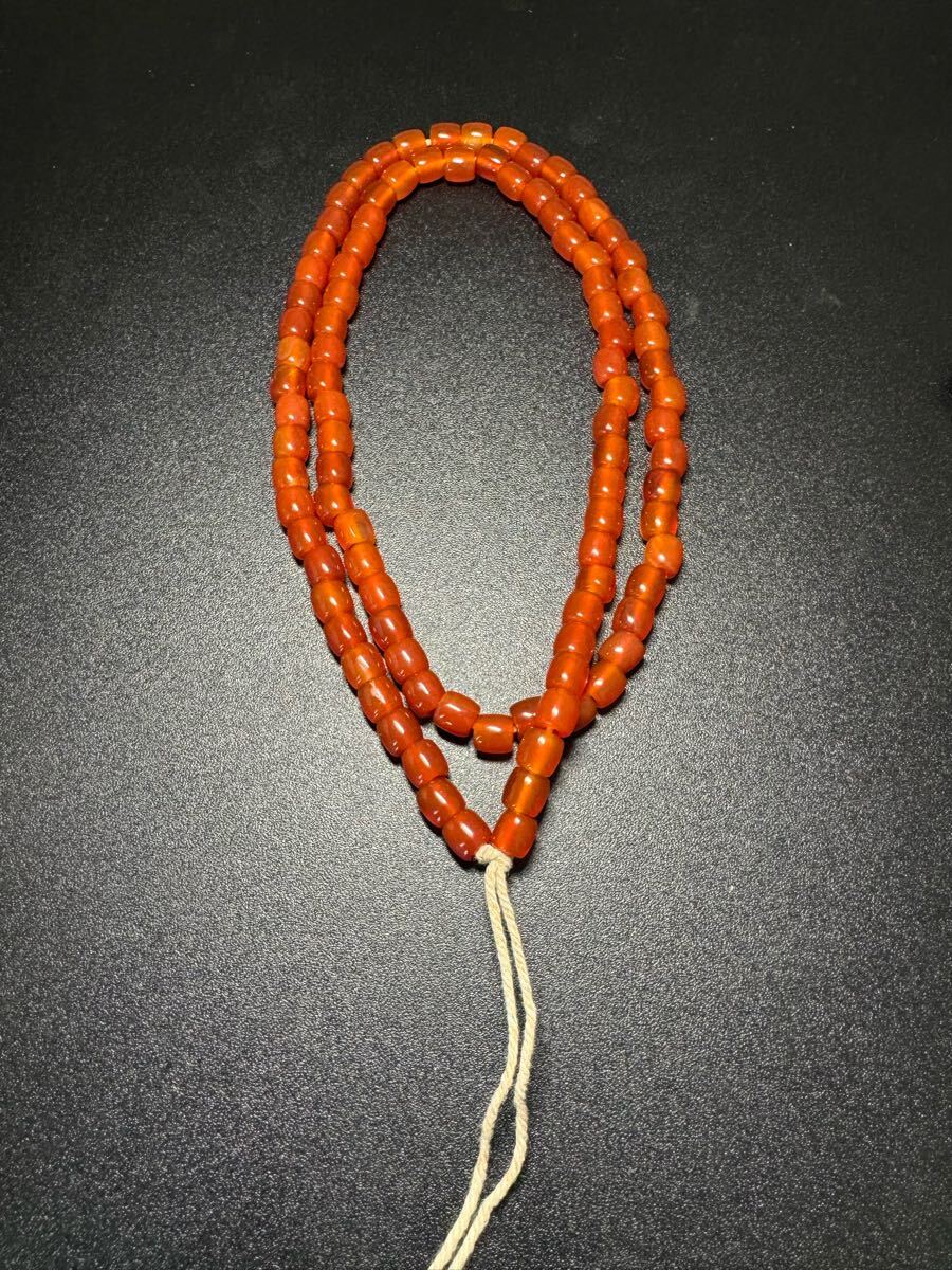 チベット赤瑪瑙 天然石メノウネックレス 中國古美術(shù) 骨董 根付 手彫　中國清時(shí)代美術(shù)