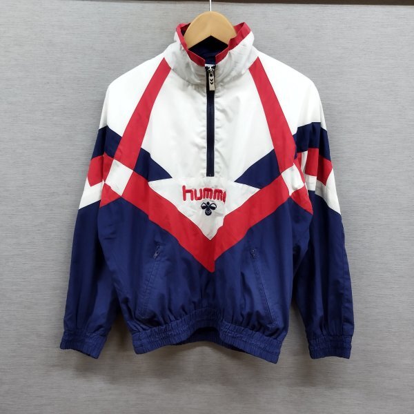 Z2344 hummel ヒュンメル ハーフジップ ナイロン ジャケット ウォームアップ キッズ ジュニア レディース ホワイト ネイビー サイズ 14