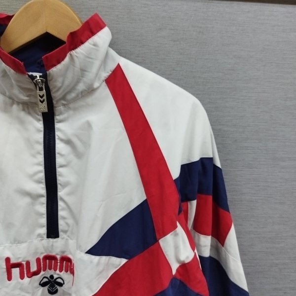 Z2344 hummel ヒュンメル ハーフジップ ナイロン ジャケット ウォームアップ キッズ ジュニア レディース ホワイト ネイビー サイズ 14