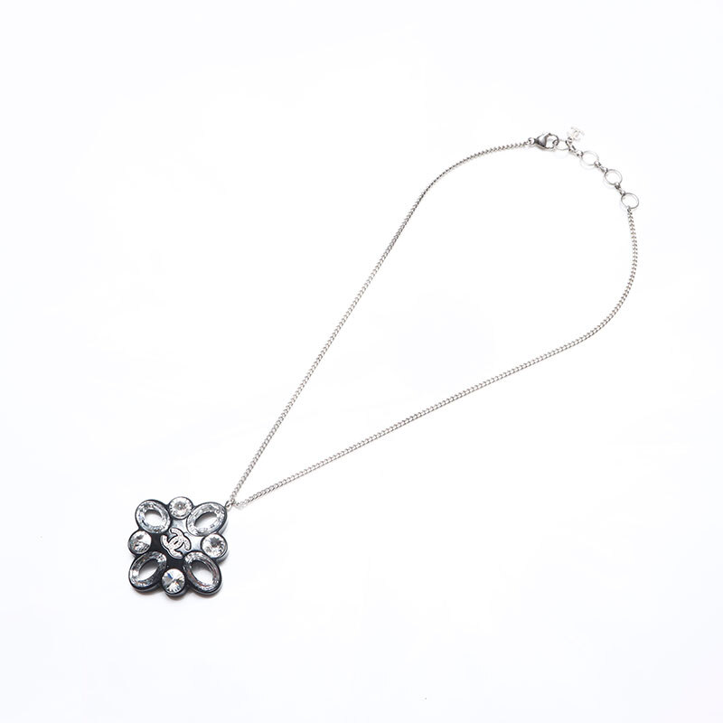 シャネル CHANEL ネックレス ラインストーン ココマーク 16P ブラック