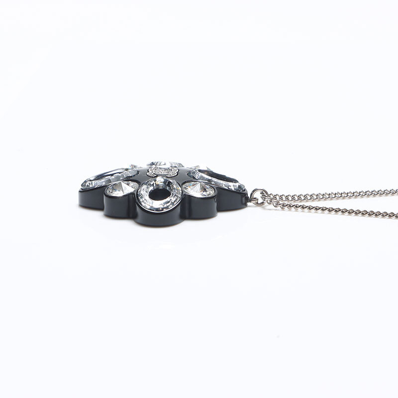 シャネル CHANEL ネックレス ラインストーン ココマーク 16P ブラック