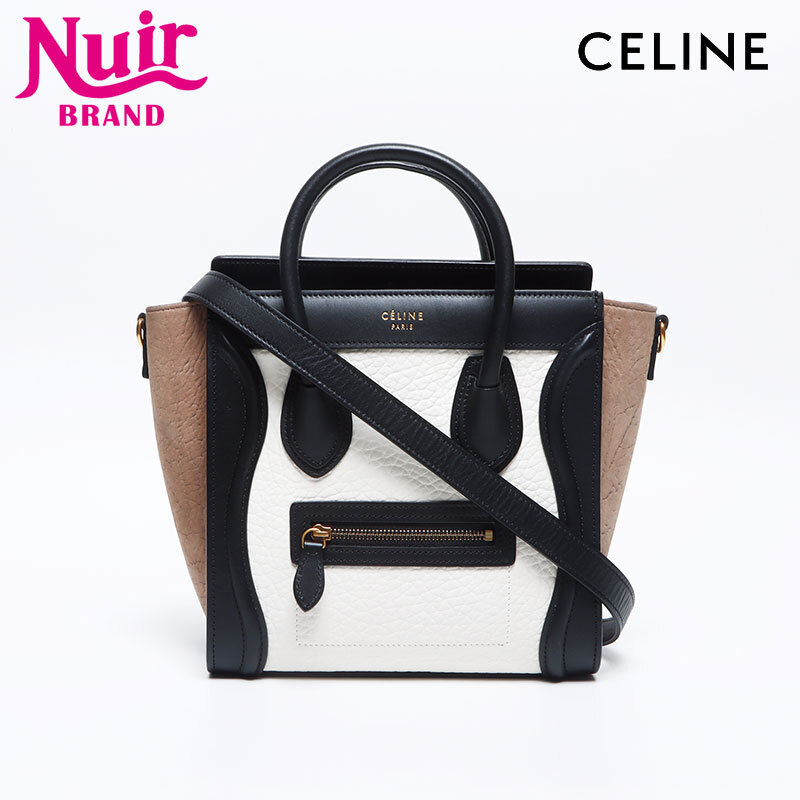 セリーヌ CELINE ハンドバッグ ラゲージ ナノ レザー 2way 2016 ホワイト