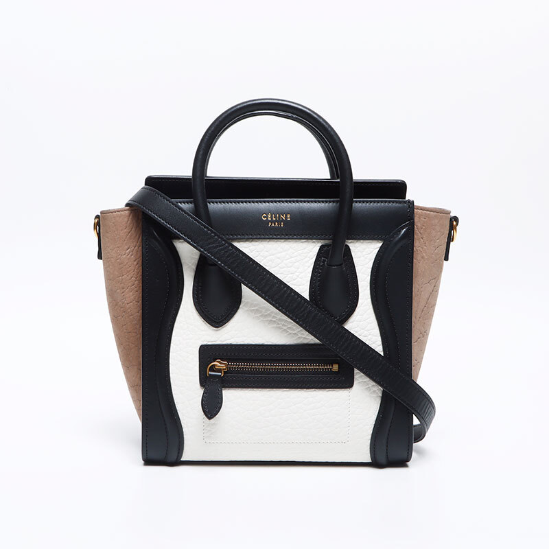 セリーヌ CELINE ハンドバッグ ラゲージ ナノ レザー 2way 2016 ホワイト