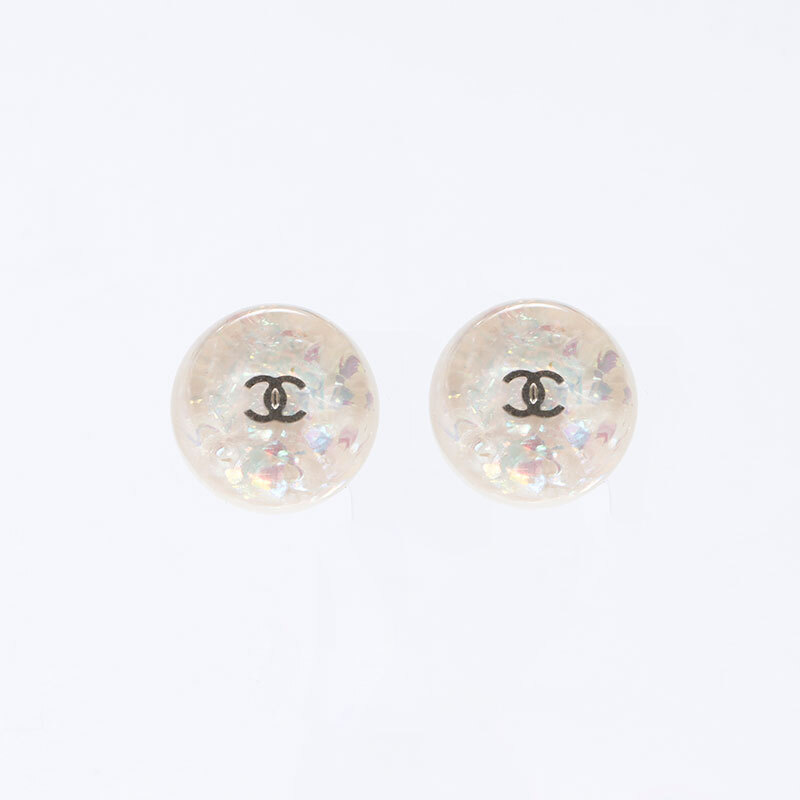 シャネル CHANEL イヤリング 99A 1999 ココマーク ボタン ラウンド ホワイト