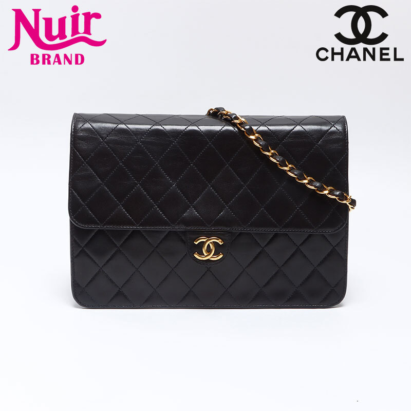 シャネル CHANEL ショルダーバッグ 4番臺 1996-1997 プッシュロック ラムスキン チェーン ブラック