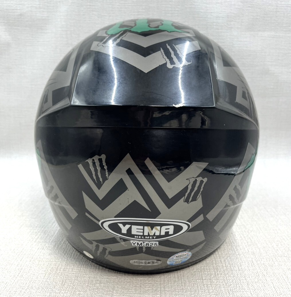【R736】YEMA/モンスターエナジー/MONSTER ENERGY/ヘルメット/フルフェイス/YM-825/ブラック×シルバー/Lサイズ/中古