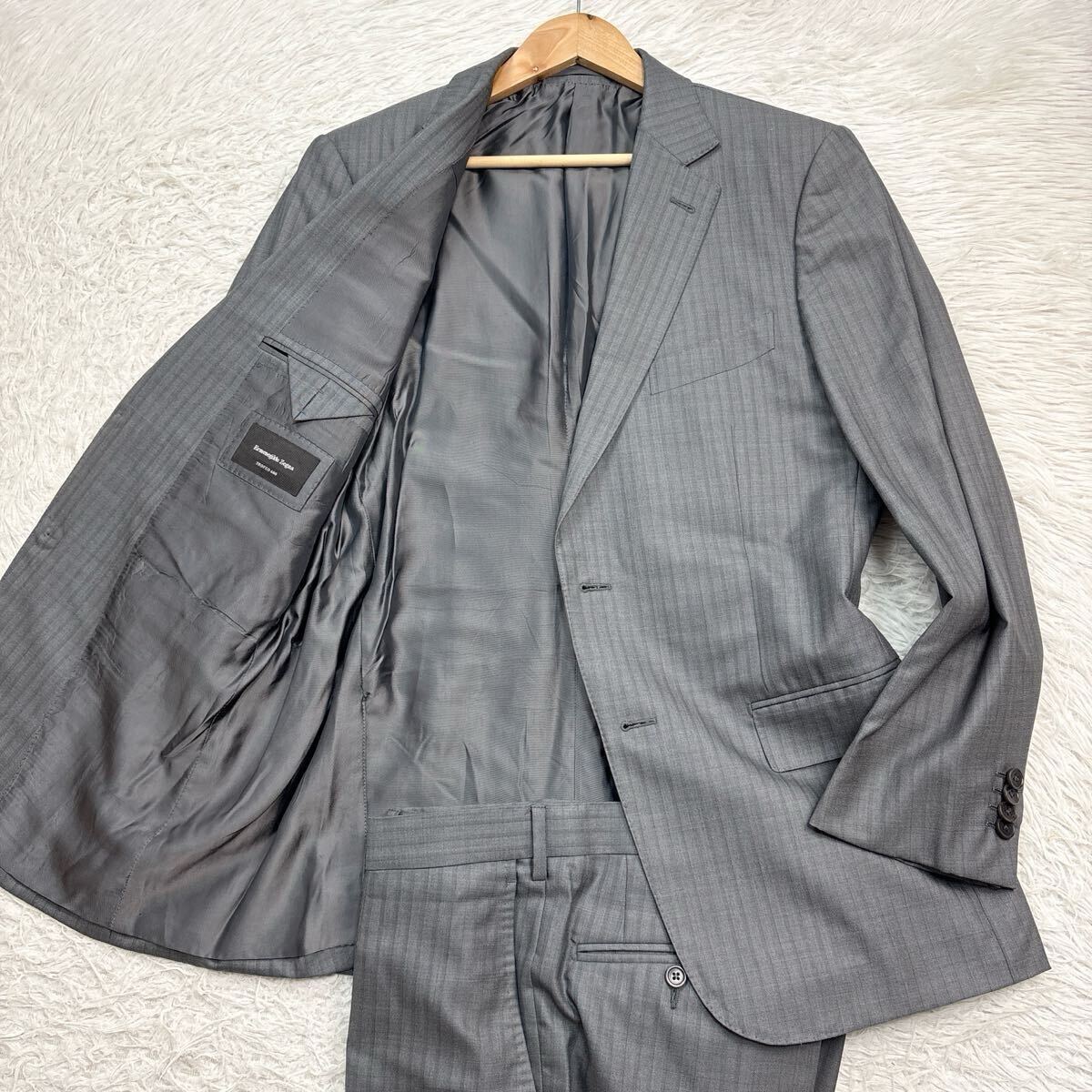 【希少XLサイズ!!!】Ermenegildo Zegna エルメネジルドゼニア セットアップ スーツ シルク TROFEO 600 メンズ 2B ストライプ サイズ50