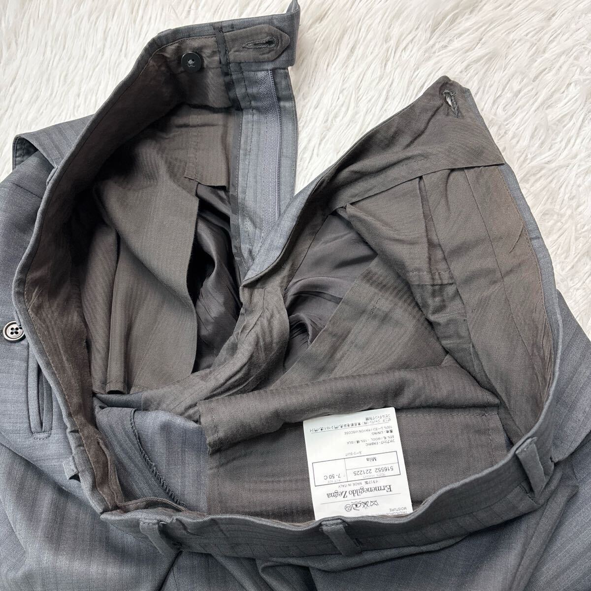 【希少XLサイズ!!!】Ermenegildo Zegna エルメネジルドゼニア セットアップ スーツ シルク TROFEO 600 メンズ 2B ストライプ サイズ50