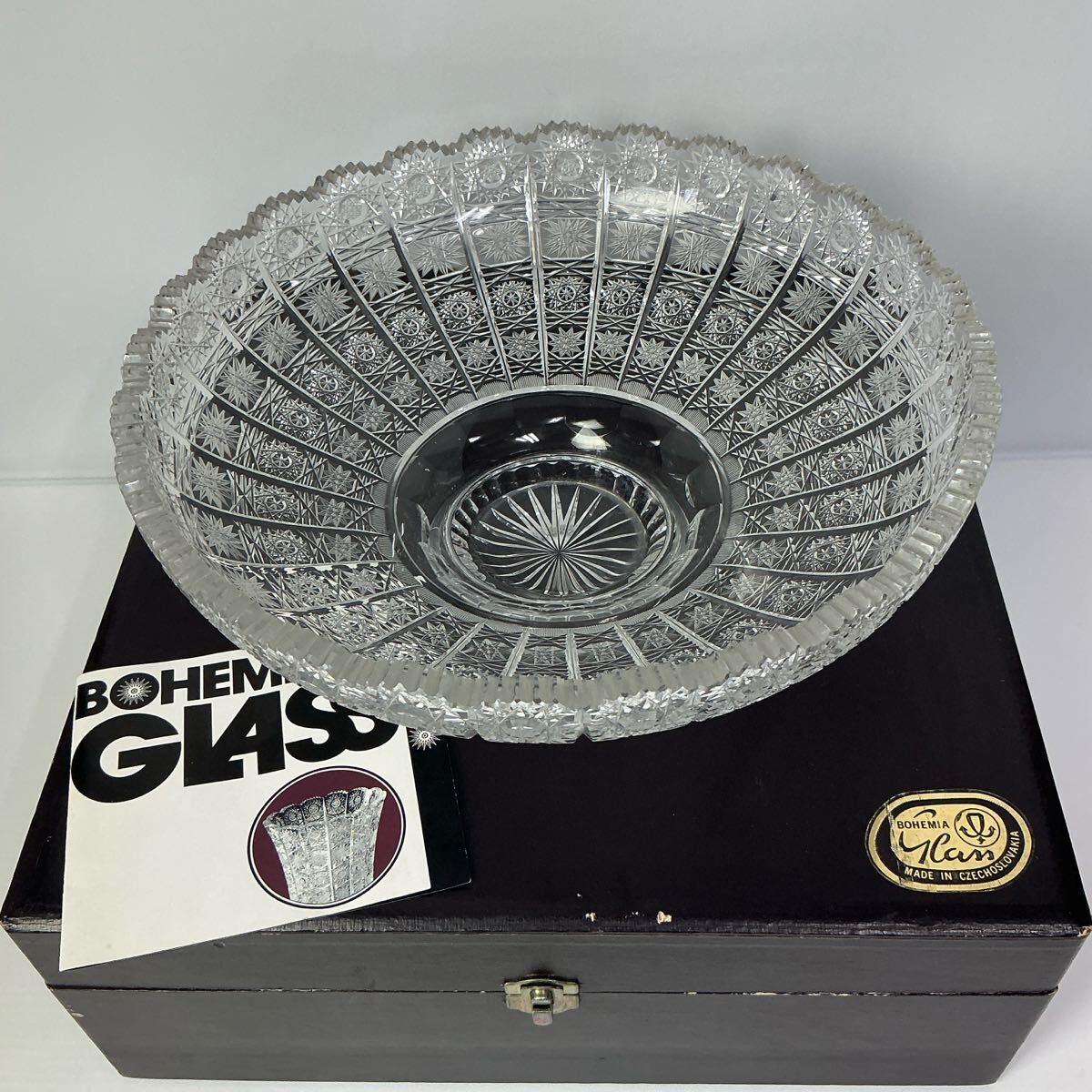 ボヘミア クリスタル ボウル 約30cm チェコスロバキア製 Bohemia Glass 鉢 ガラス クリスタルガラス ボヘミアガラス クリスタルガラス