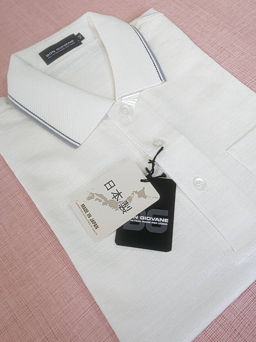 BON GIOVANEbonjo spring новый товар SALE 60%OFF сверхнизкая цена бесплатная доставка рубашка-поло с коротким рукавом M размер свободно лен 100% с карманом Golf сделано в Японии 86845