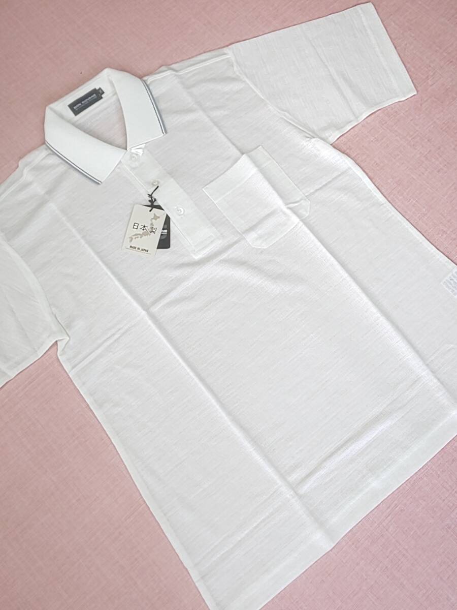 BON GIOVANEbonjo spring новый товар SALE 60%OFF сверхнизкая цена бесплатная доставка рубашка-поло с коротким рукавом M размер свободно лен 100% с карманом Golf сделано в Японии 86845