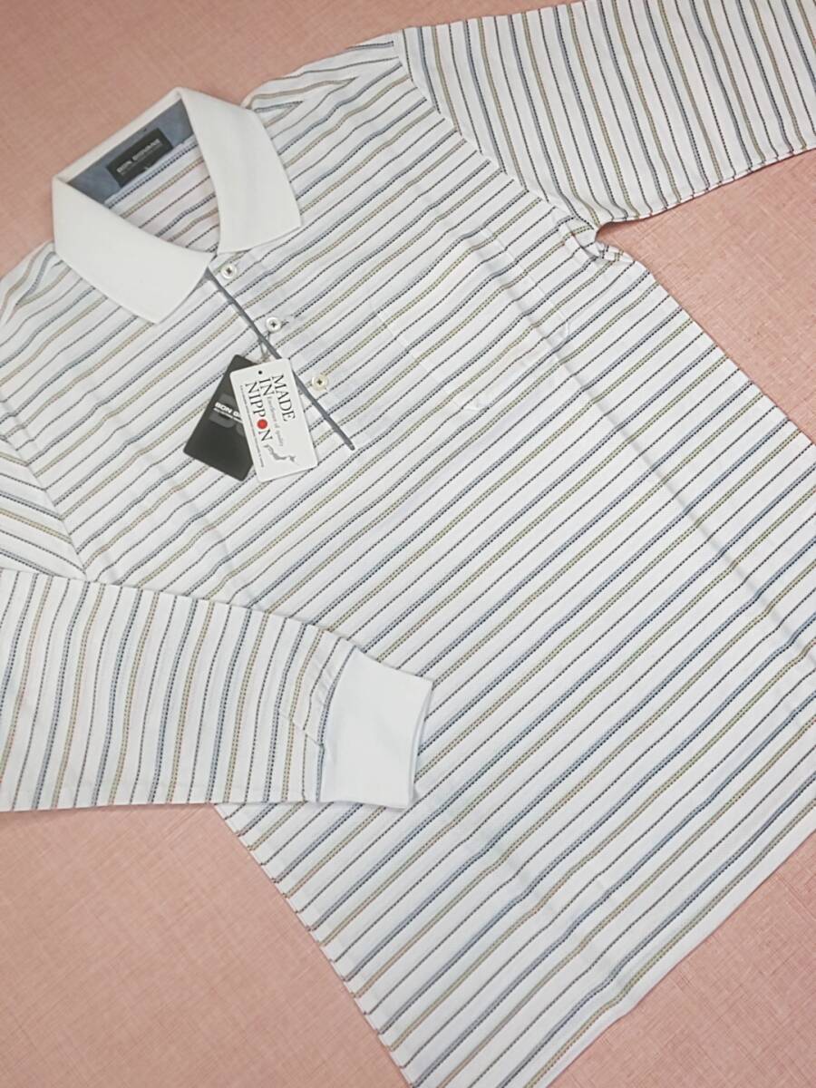 BON GIOVANEbonjo spring новый товар SALE 60%OFF сверхнизкая цена бесплатная доставка рубашка-поло с длинным рукавом LL размер свободно глаз с карманом сделано в Японии Golf 562501-04