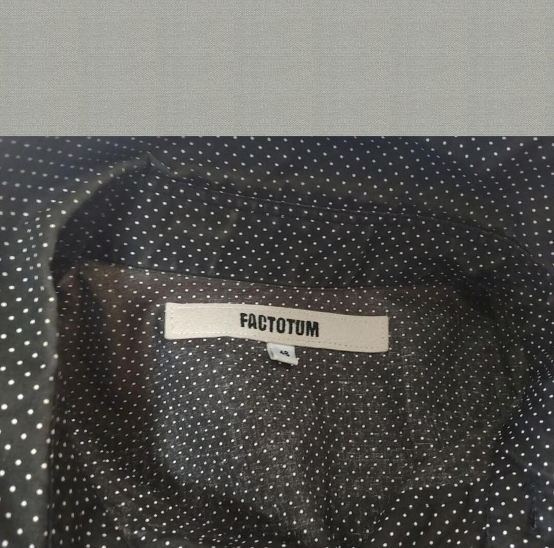 ＃ FACTOTUM ファクトタム 半袖シャツ ブラック ドット 46 メンズM
