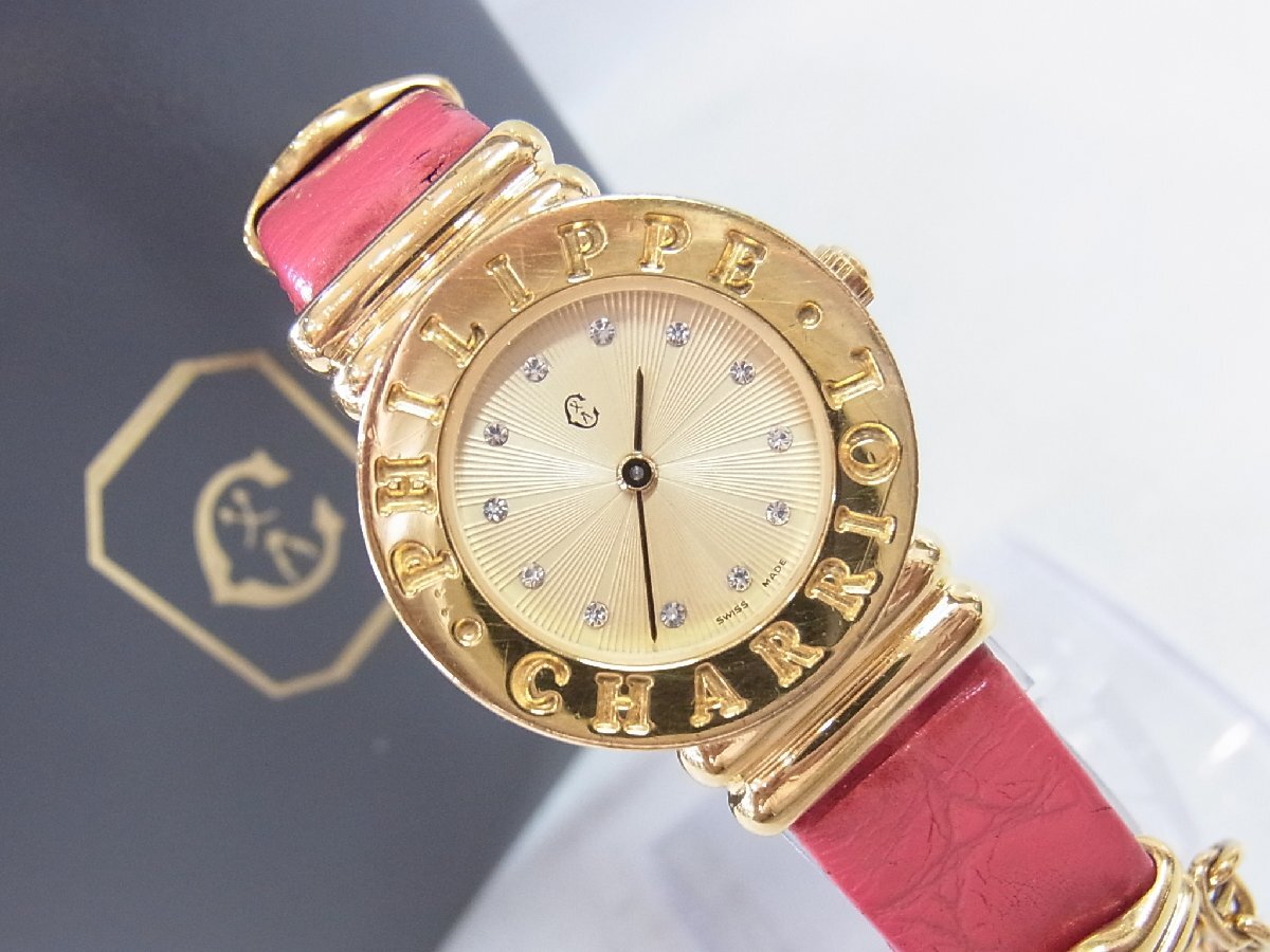 1円～【稼働】シャリオール PHILIPPE CHARRIOL サントロペ 28.9.1487 フォーマルウォッチ レディース 腕時計 クオーツ 2針 ラウンド SSｘGP