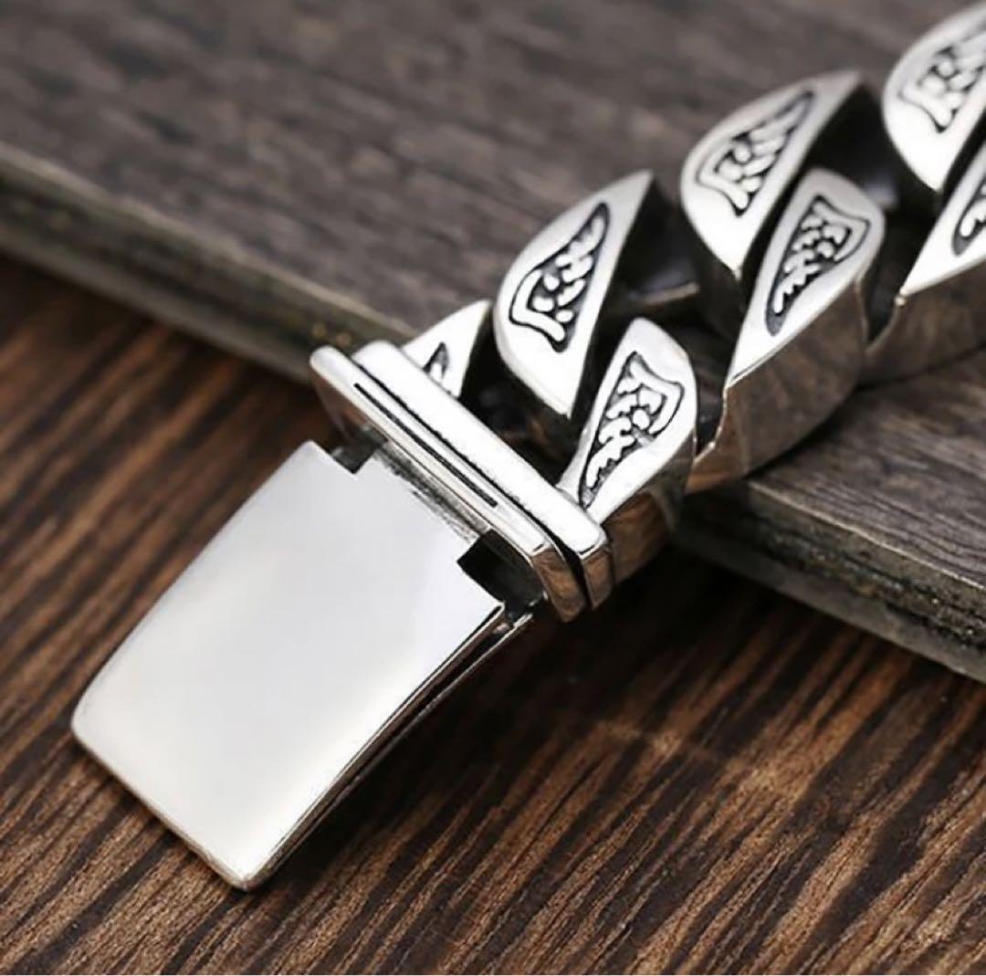 961★新品未使用★メンズ シルバー ブレスレット 喜平 太チェーン バングル 家紋 ヴィンテージ アクセサリー ストリート ロック パンク
