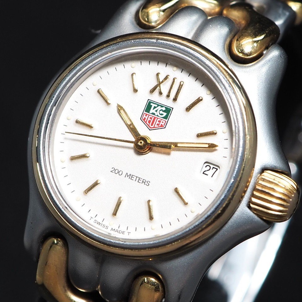 1～円【電池交換済み】TAG HEUER タグ ホイヤー プロフェッショナル 200ｍ GP/SS QZ S05.008M デイト レディース 腕時計 「26575」