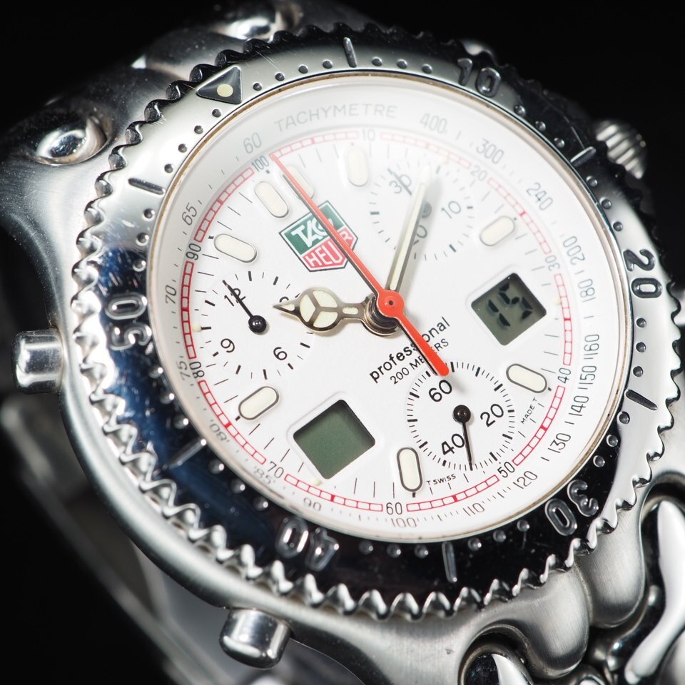 ■1円~■ TAG HEUER タグホイヤー セル アイルインセナ SS QZ CG1111-0 白 文字盤 USED 回転ベゼル 稼働 メンズ 腕時(shí)計(jì) 「26608」