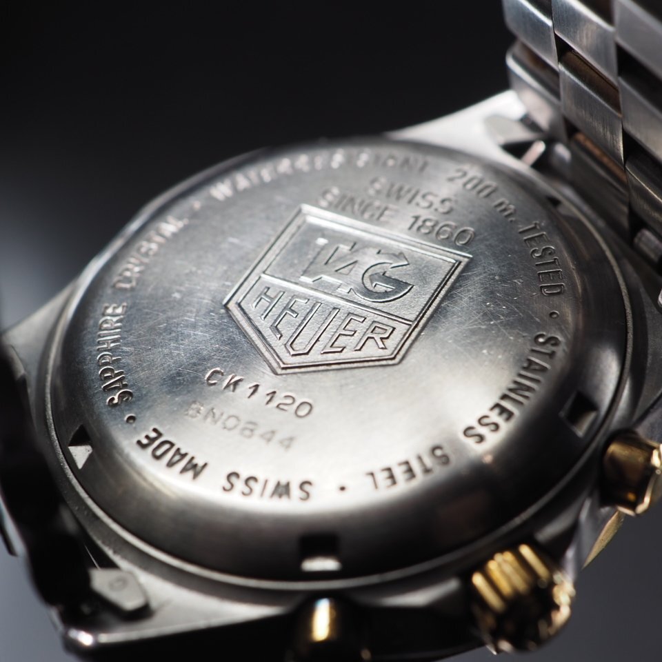TAG HEUER TAG Heuer Professional 200M CK1120 QZ хронограф чёрный циферблат вращение оправа USED работа мужские наручные часы [26646]