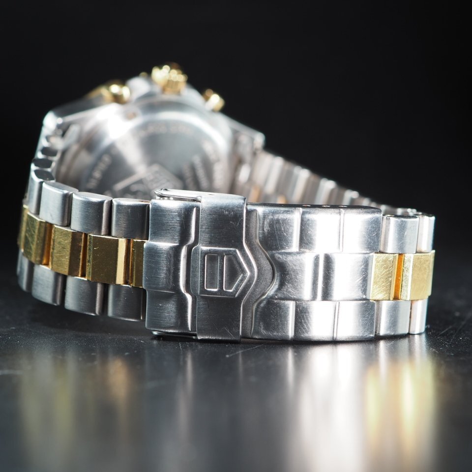 TAG HEUER TAG Heuer Professional 200M CK1120 QZ хронограф чёрный циферблат вращение оправа USED работа мужские наручные часы [26646]