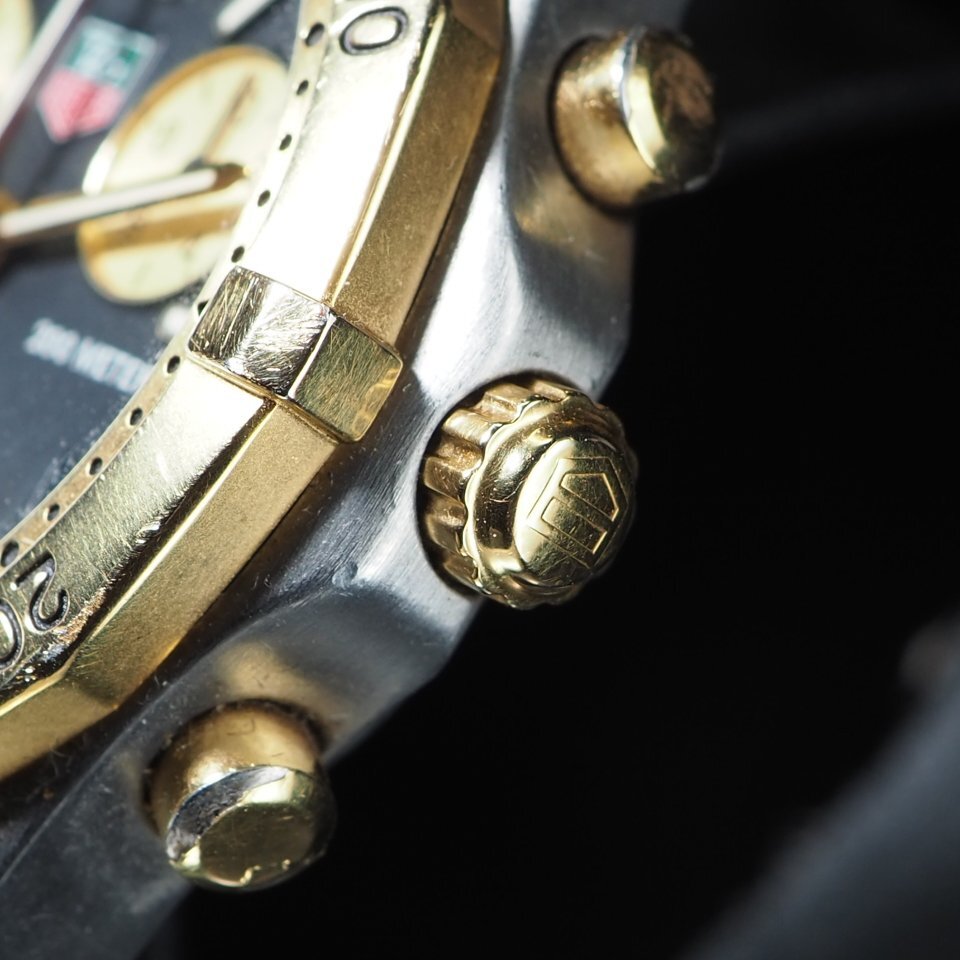 TAG HEUER TAG Heuer Professional 200M CK1120 QZ хронограф чёрный циферблат вращение оправа USED работа мужские наручные часы [26646]