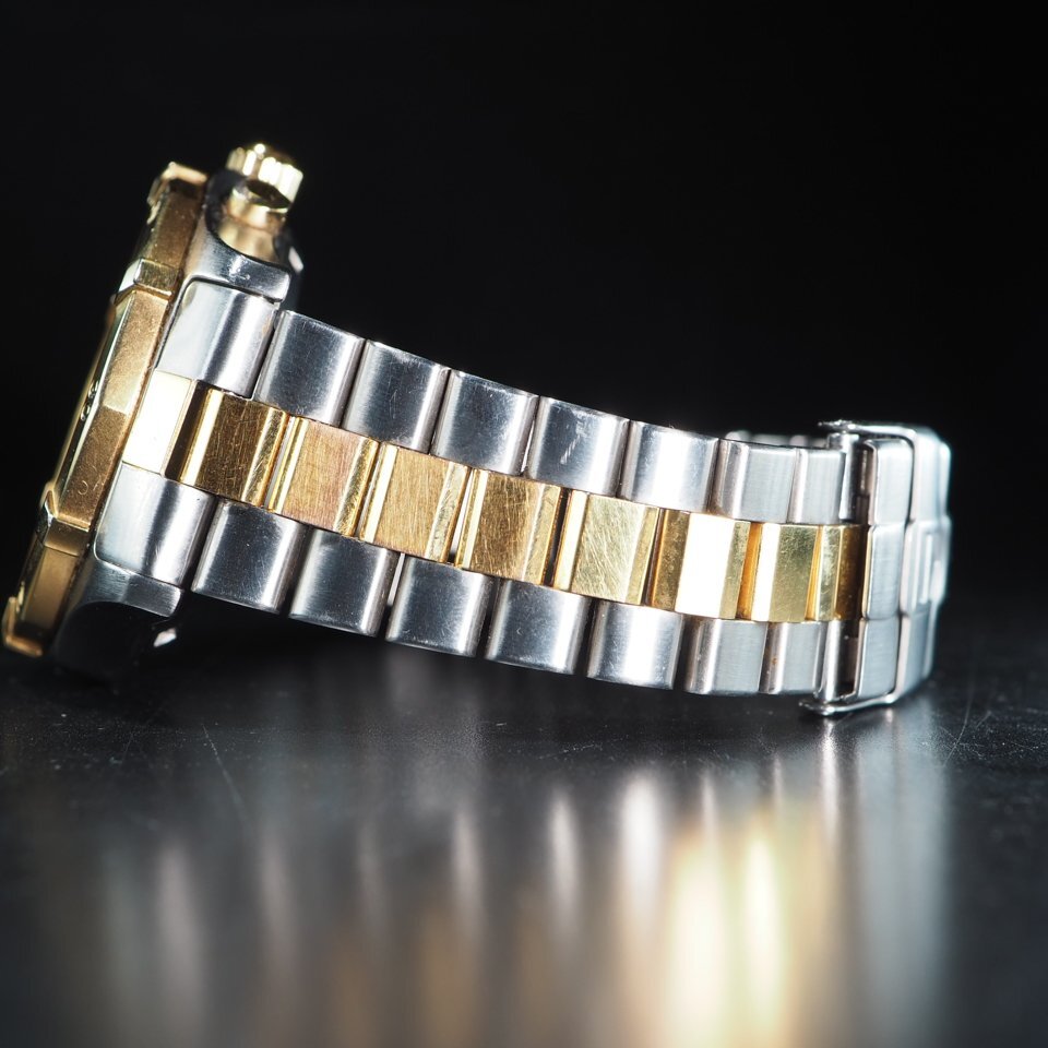 TAG HEUER TAG Heuer Professional 200M CK1120 QZ хронограф чёрный циферблат вращение оправа USED работа мужские наручные часы [26646]