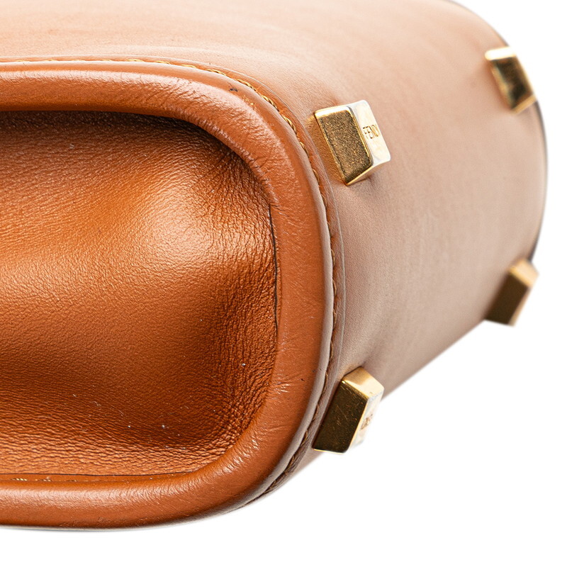 フェンディ サンシャイン ショッパー スモール ハンドバッグ ショルダーバッグ 2WAY 8BS051 ブラウン レザー レディース FENDI 【中古】