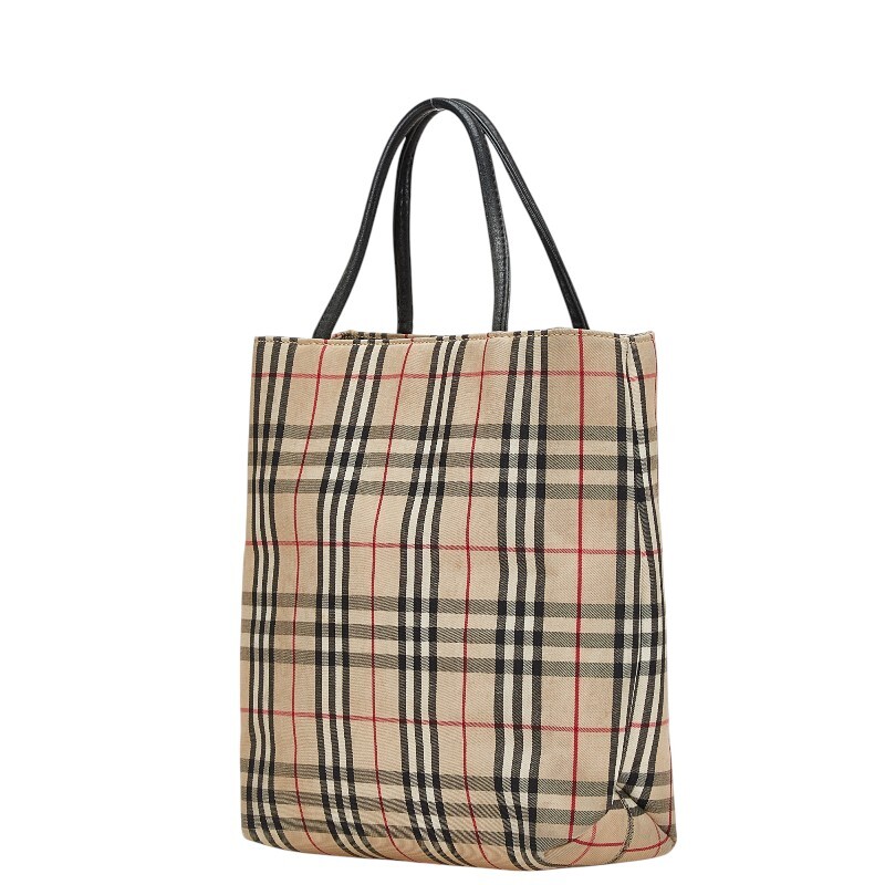 バーバリー ノバチェック ハンドバッグ ベージュ マルチカラー キャンバス レザー レディース BURBERRY 【中古】