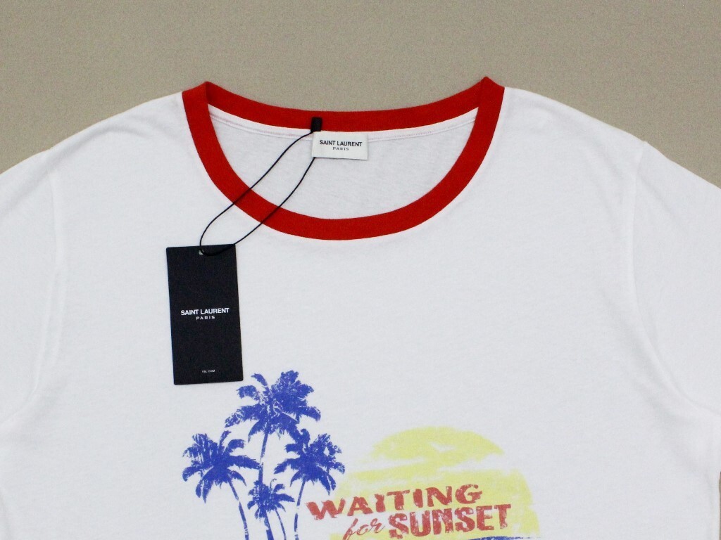 9萬(wàn)新品◆XS◆【サンローラン】フランス制リンガーコットンTシャツWAITIMG for SUNSET(株)ケリング