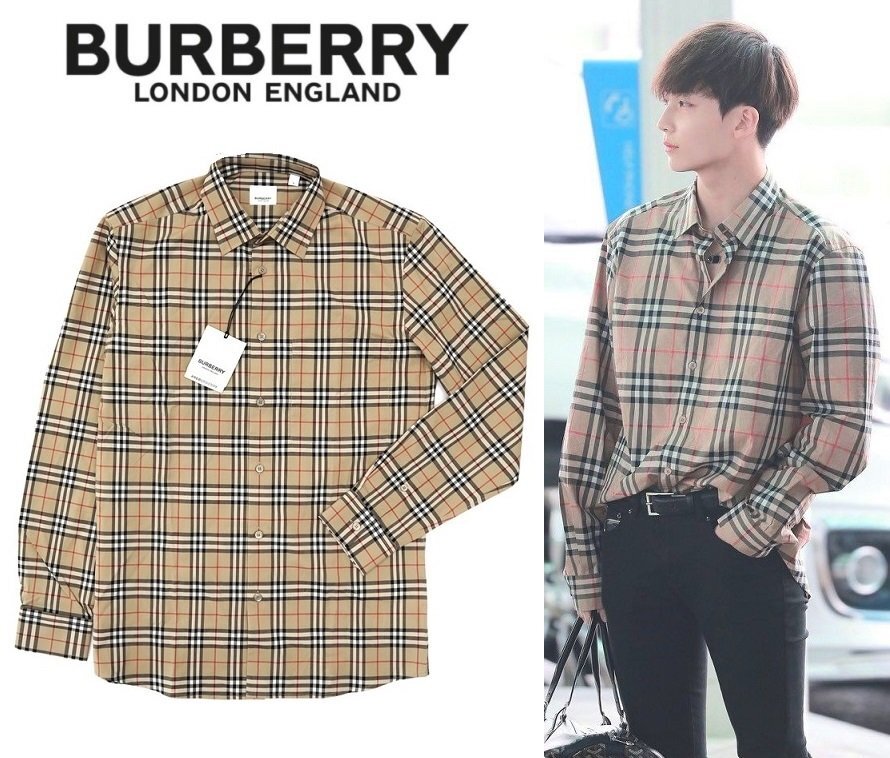 Burberry ベージュチェック柄長袖シャツ Yahoo!オークション - 14万新品 M BURBERRY SEVENTEENジョンハン
