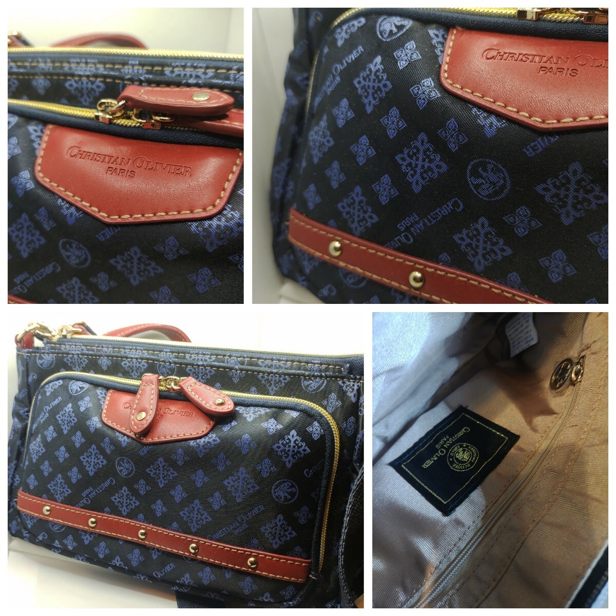 CHRISTIAN OLIVIER PARIS ショルダーバッグ ネイビー 美品 レディース 6S-3004 【完動品】_画像1