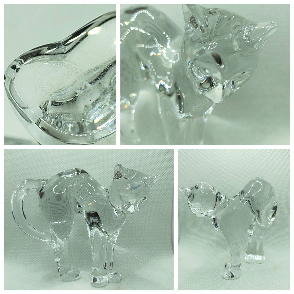 美品 バカラ Baccarat オブジェ インテリア 置物 ラウンドバックキャット クリスタルフィギュア 猫 正規品保証 6S-6500 【完動品】_画像1