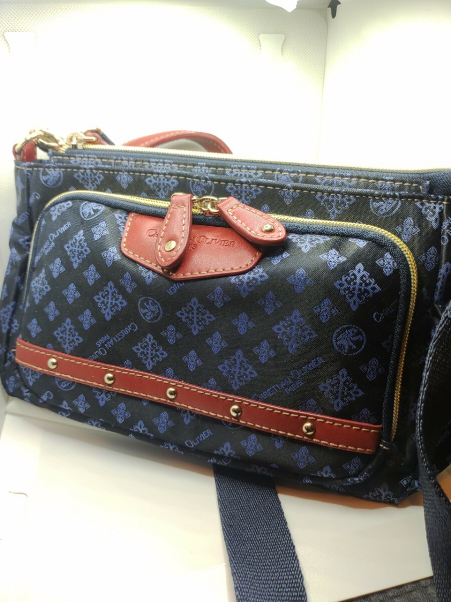 CHRISTIAN OLIVIER PARIS ショルダーバッグ ネイビー 美品 レディース 6S-3004 【完動品】_画像2