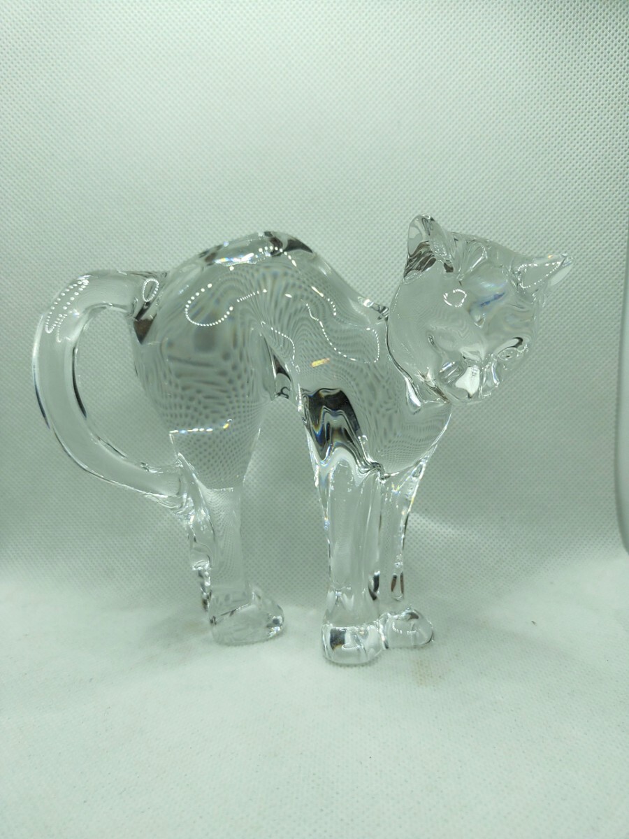 美品 バカラ Baccarat オブジェ インテリア 置物 ラウンドバックキャット クリスタルフィギュア 猫 正規品保証 6S-6500 【完動品】_画像2