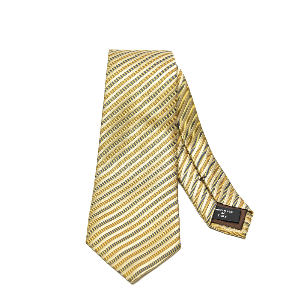 新著 新品 訳ありジョルジオ アルマーニ GIORGIO ARMANI ネクタイ オールシーズン メンズ シルク レジメンタル イエロー ゴールド 402142