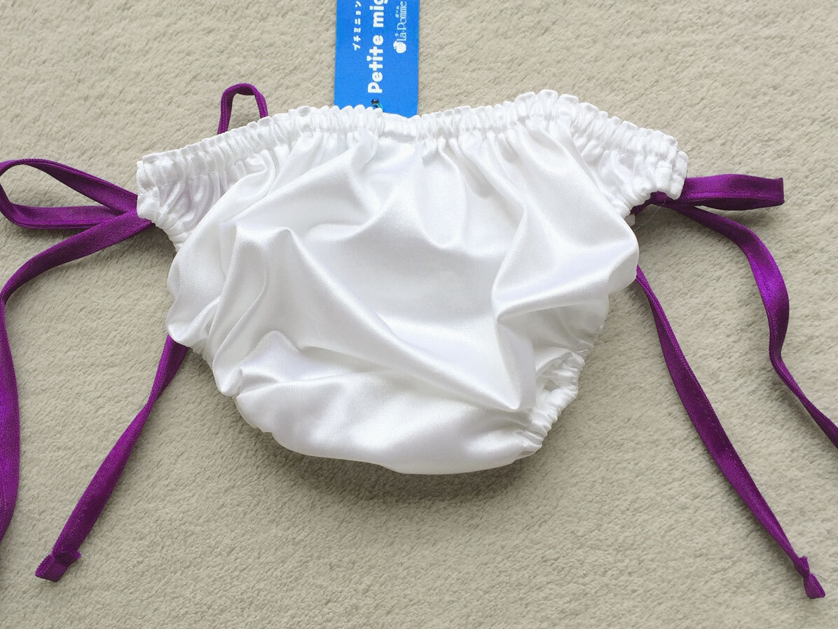 【ラ?ポーム/La-Pomme】くしゅくしゅスキャンテ?！铯膜毪工俟鉀gフェリカ★カラフルひもフルバック/白×パープル?新品/日本制