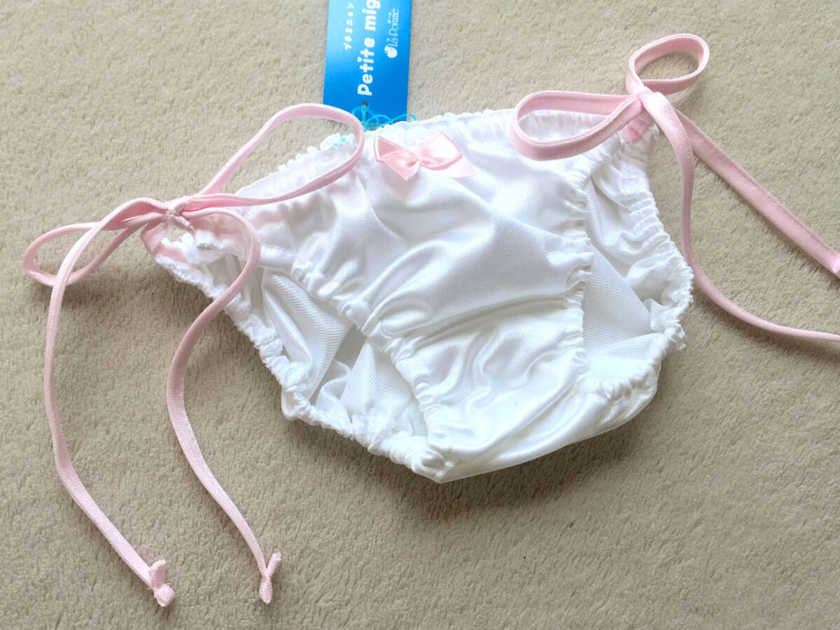 【ラ?ポーム/La-Pomme】くしゅくしゅスキャンテ?！铯膜毪工俟鉀gフェリカ★カラフルひもフルバック/白×ピンク?新品/日本制