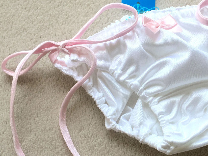 【ラ?ポーム/La-Pomme】くしゅくしゅスキャンテ?！铯膜毪工俟鉀gフェリカ★カラフルひもフルバック/白×ピンク?新品/日本制