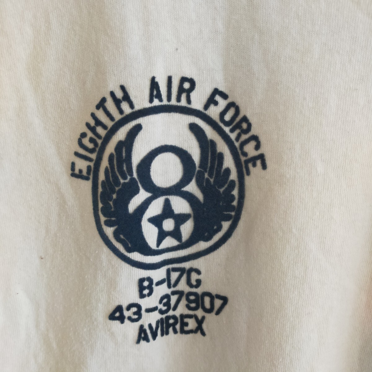 AVIREX アヴィレックス フロッキープリント 半袖Tシャツ ピンナップガール B-17G M ホワイト(白)