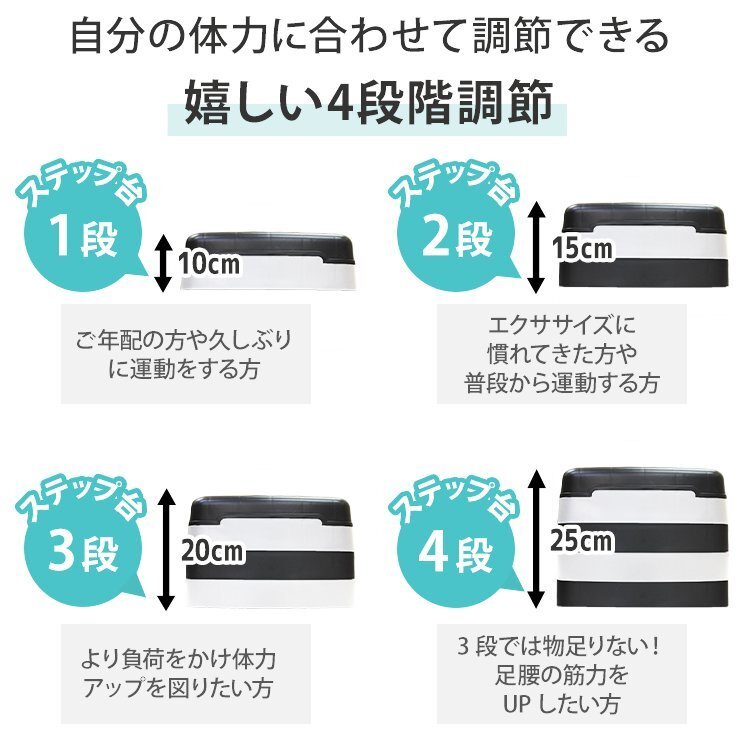 【4段/ブラック】踏み臺 昇降 ステップ臺 トレーニング 有酸素運(yùn)動 室內(nèi) エクササイズ 運(yùn)動 高さ調(diào)整 ステッパー ダイエット 筋トレ