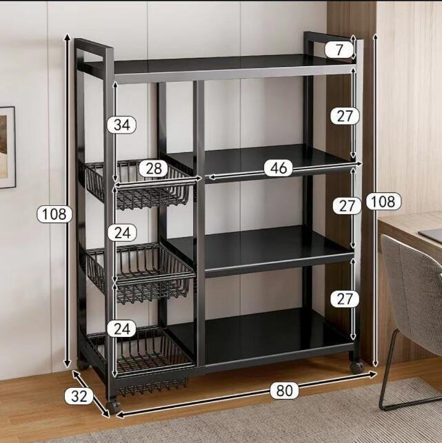 キッチンラック著床多層野菜バスケット収納棚多機(jī)能電子レンジオーブン棚収納棚